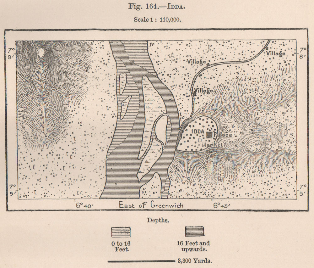 Idda (Idah) . Nigeria. The Niger Basin 1885 old antique vintage map plan chart